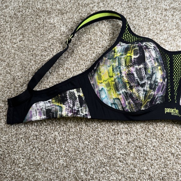 Panache Wireless Neon Pattern Lined Sport Bra Size 34DD - Picture 6 of 13